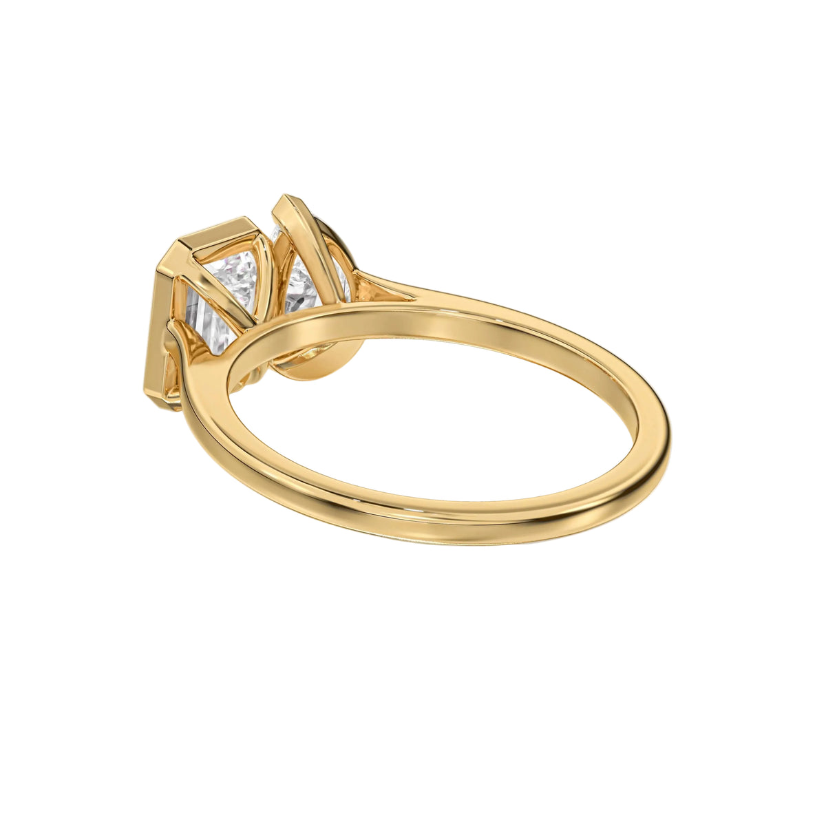 Pear And Emerald Bezel Set Toi et Moi Engagement Ring