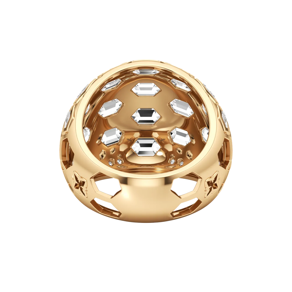 Orbit Hexagon Lab-Grown Diamond & Moissanite Statement Ring