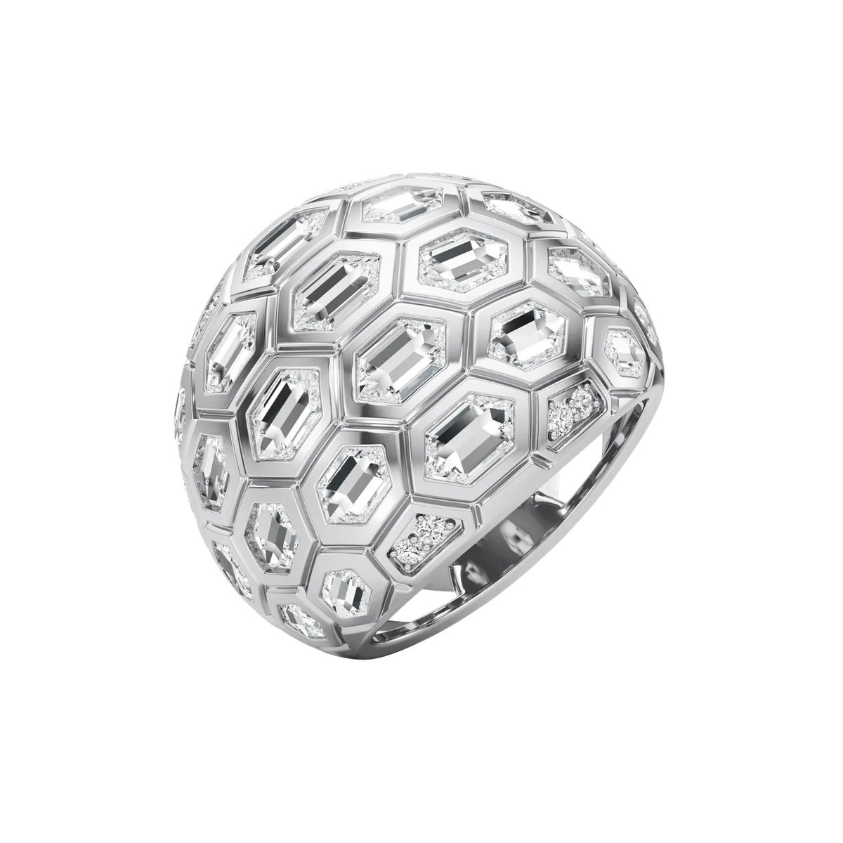 Orbit Hexagon Lab-Grown Diamond & Moissanite Statement Ring