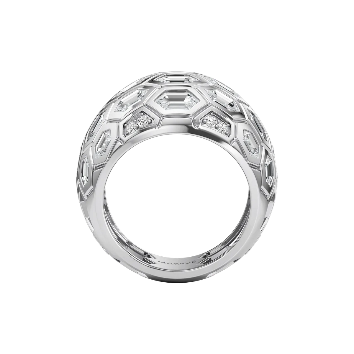 Orbit Hexagon Lab-Grown Diamond & Moissanite Statement Ring