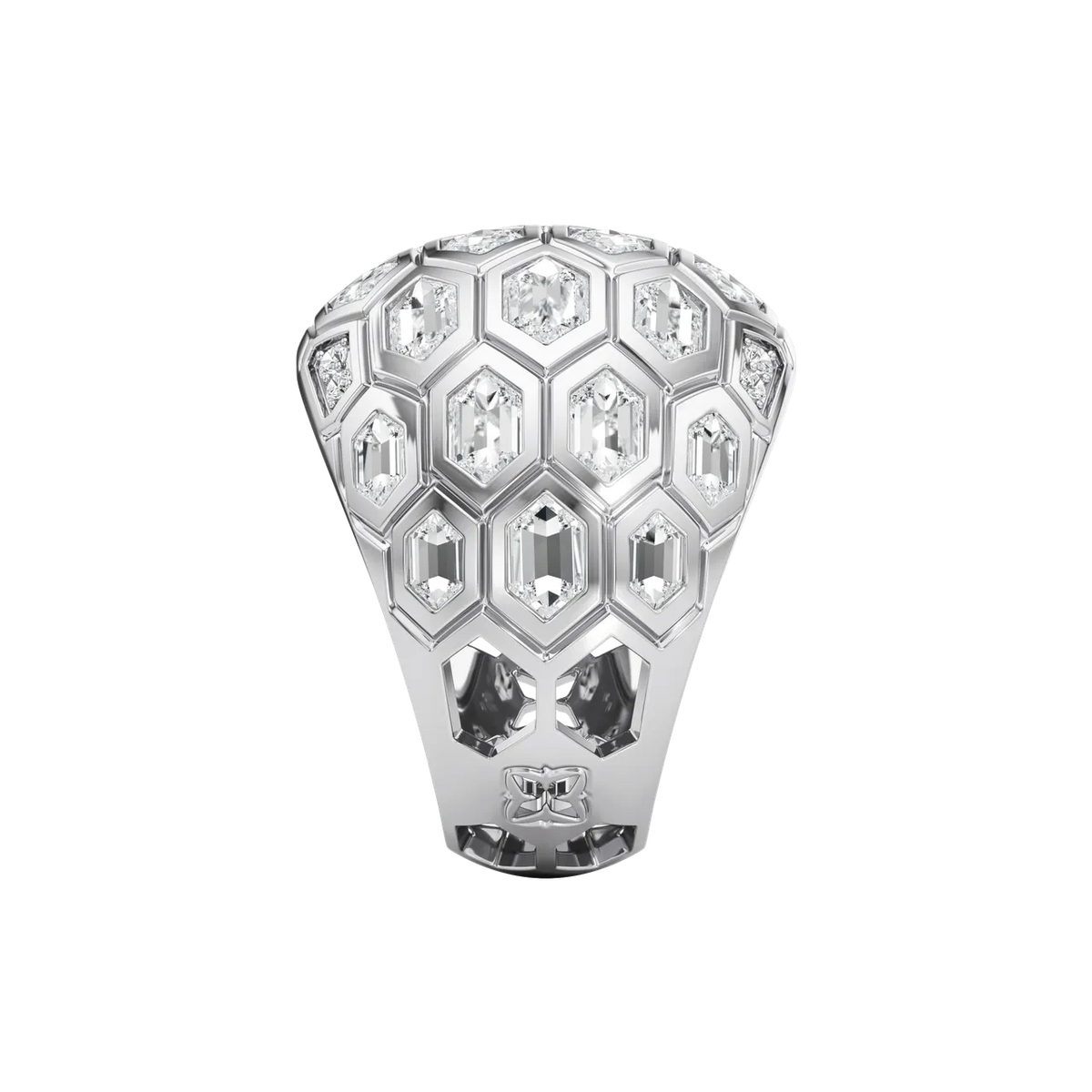 Orbit Hexagon Lab-Grown Diamond & Moissanite Statement Ring