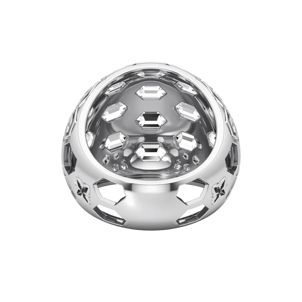 Orbit Hexagon Lab-Grown Diamond & Moissanite Statement Ring