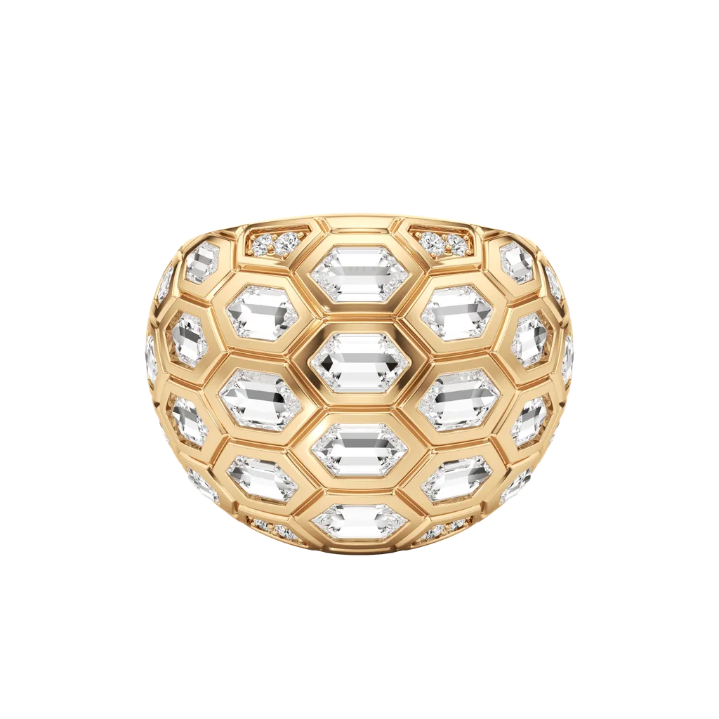 Orbit Hexagon Lab-Grown Diamond & Moissanite Statement Ring