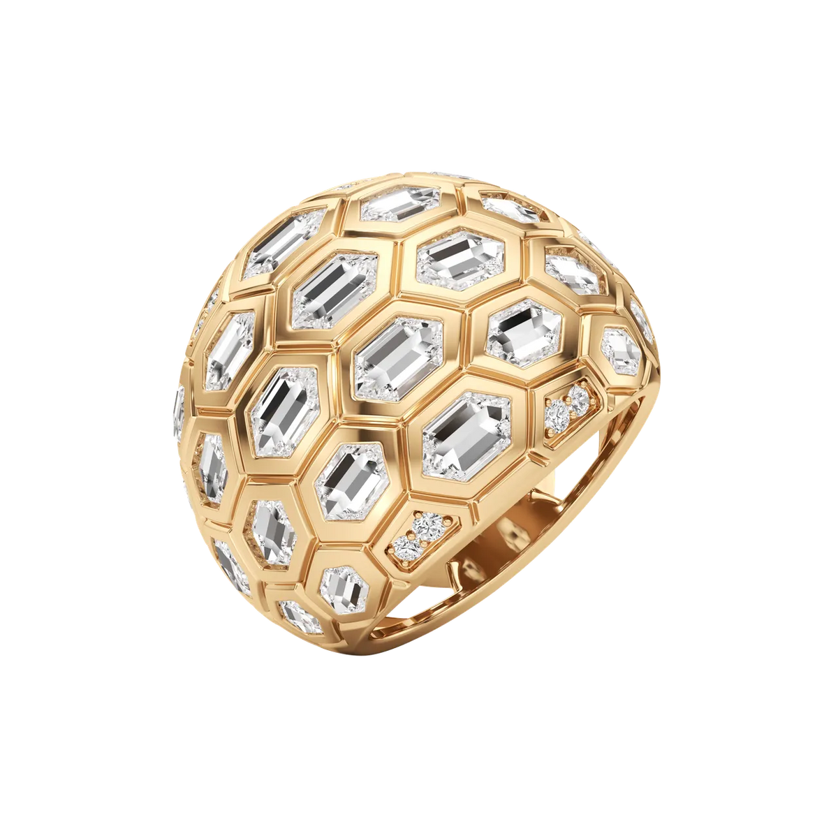 Orbit Hexagon Lab-Grown Diamond & Moissanite Statement Ring