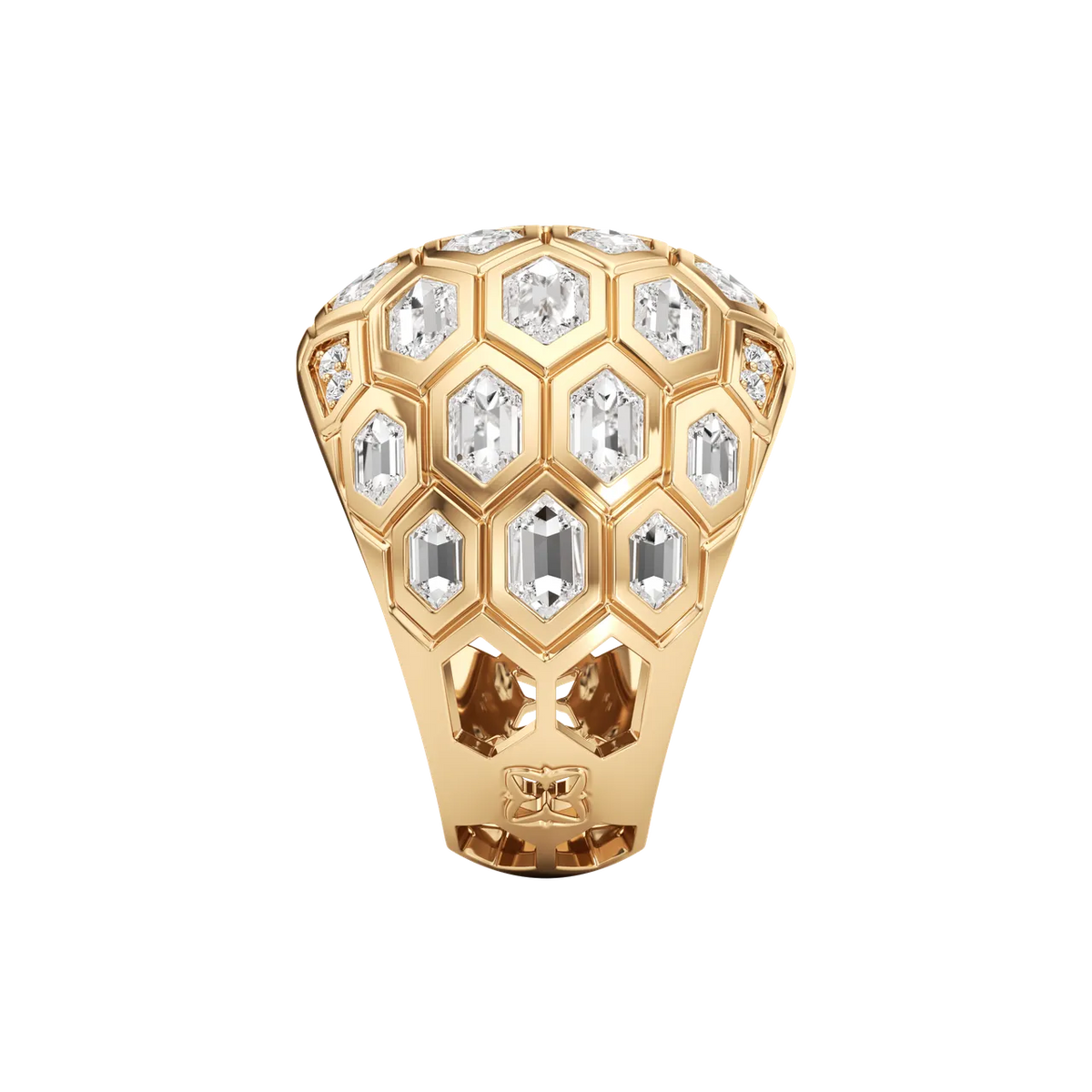 Orbit Hexagon Lab-Grown Diamond & Moissanite Statement Ring
