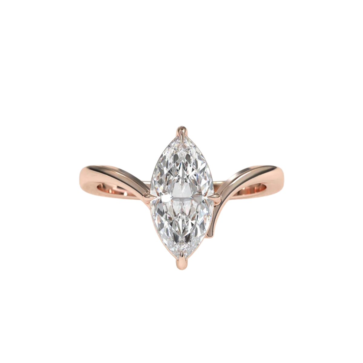 2 CT Marquise Flowing Solitaire Diamond Ring