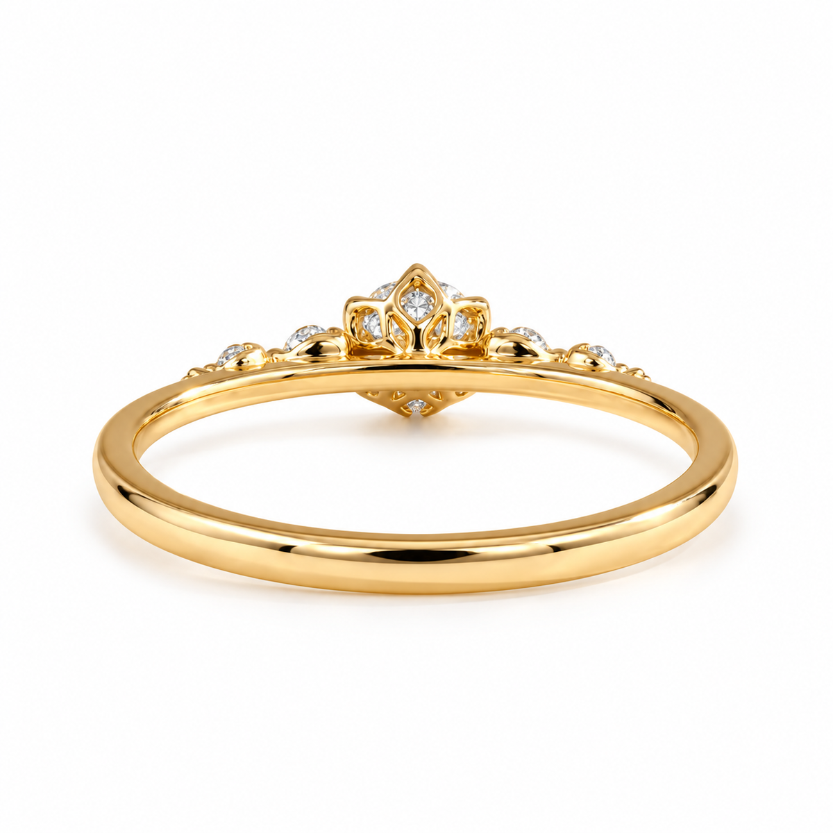 Round Cut Lab-Cut Diamond Engagement Ring 6 Prong Setting & Side Stones