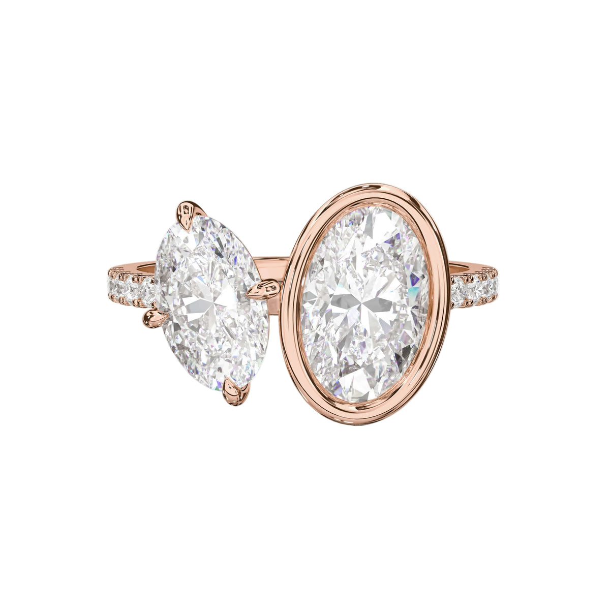 Classic Two Stone Bezel Toi et Moi Ring