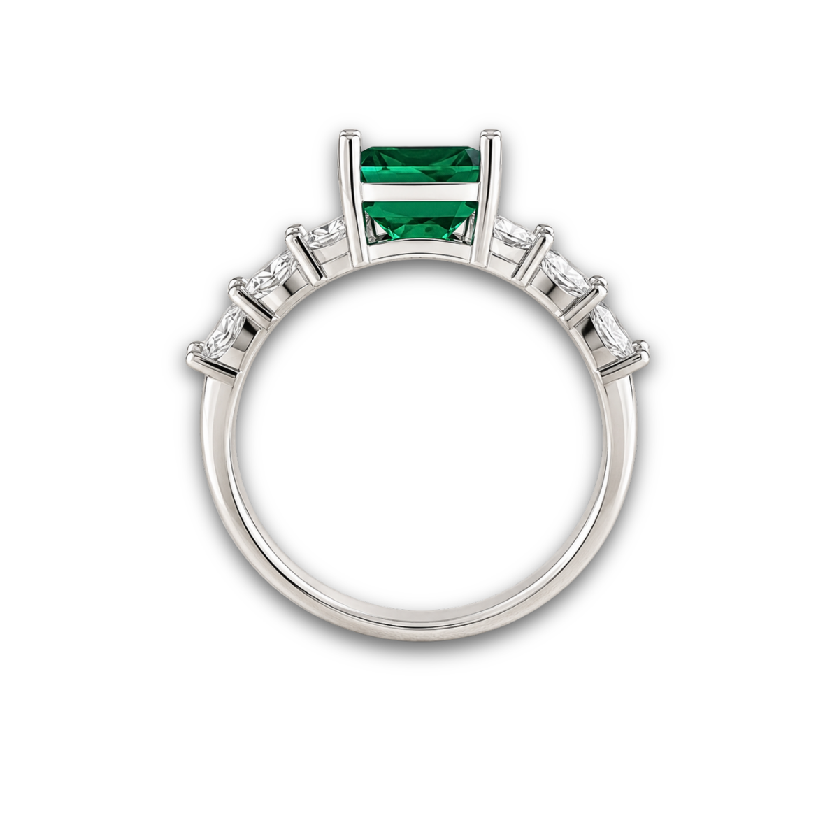 Emerald Cut Lab Grown & Moissanite Leaf Nature Inspired Statement Ring