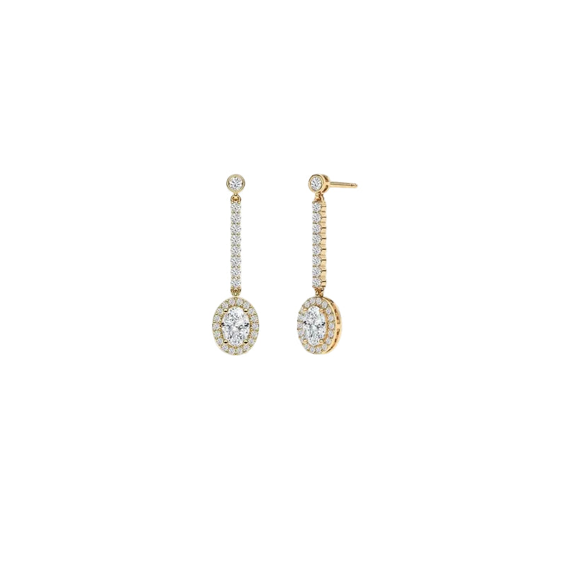 Halo Earrings Oval Cut Floral Studs Wedding Stud Earring