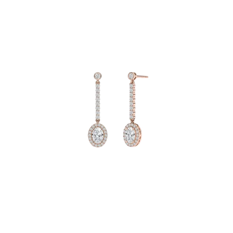 Halo Earrings Oval Cut Floral Studs Wedding Stud Earring