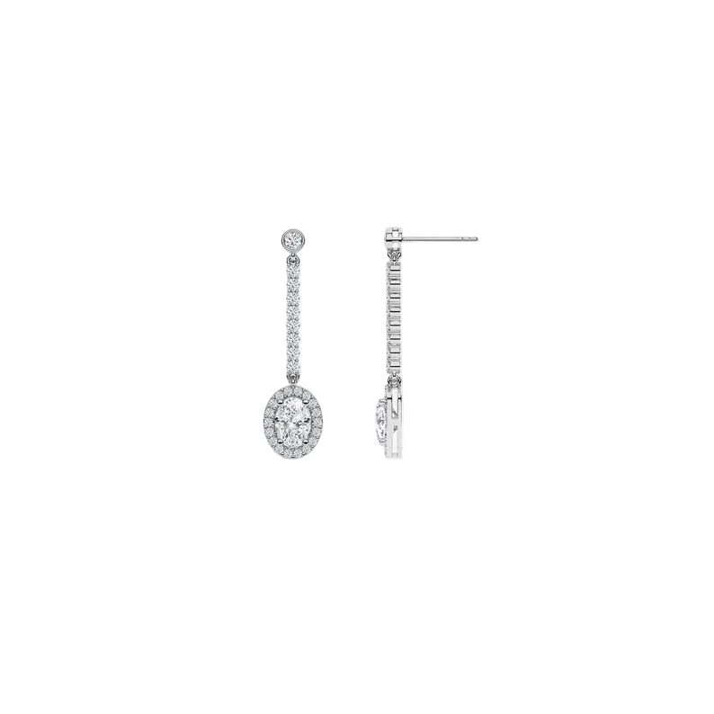 Halo Earrings Oval Cut Floral Studs Wedding Stud Earring