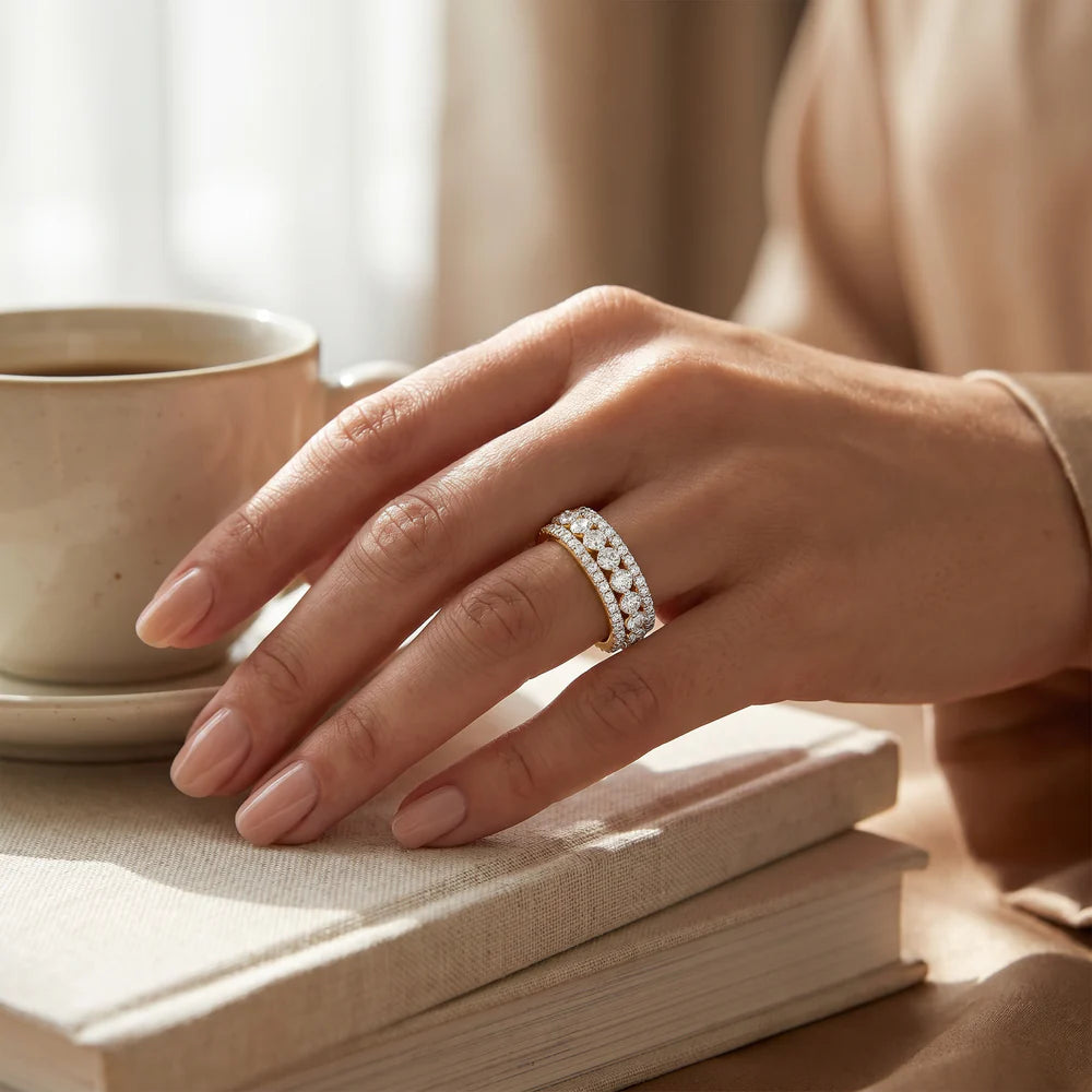 Lab Grown Diamond & Moissanite Multi-Row Eternity Ring