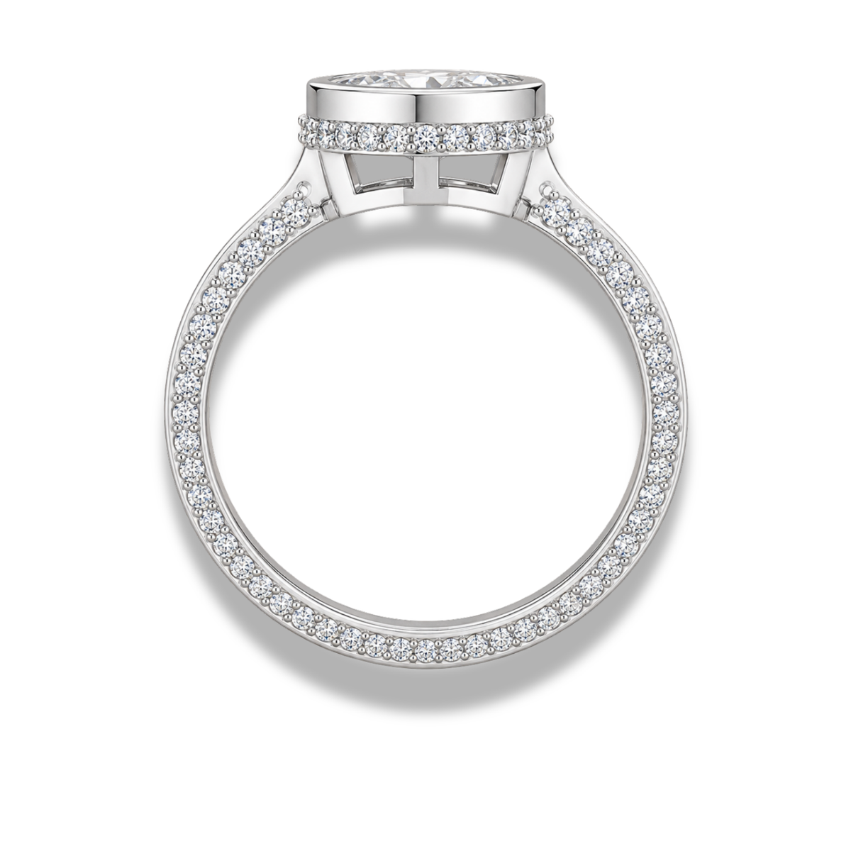 Pear Cut Hidden Halo Engagement Ring Lab Grown Diamond & Moissanite