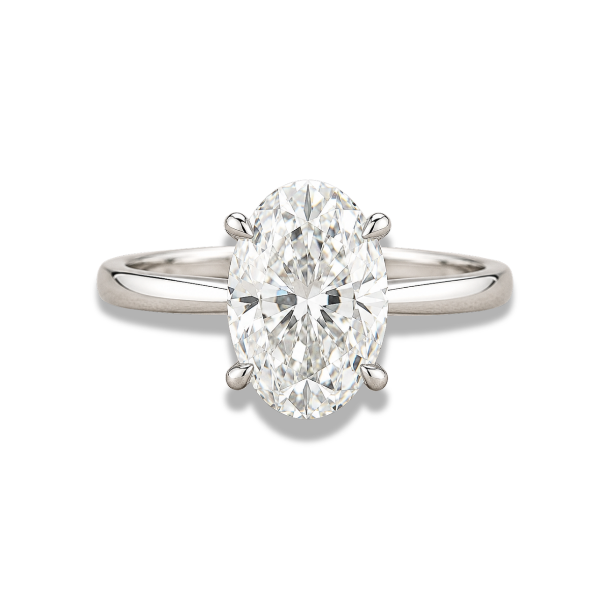 Oval Cut Solitaire Lab Grown Diamond And Moissanite Hidden Halo Engagement Ring