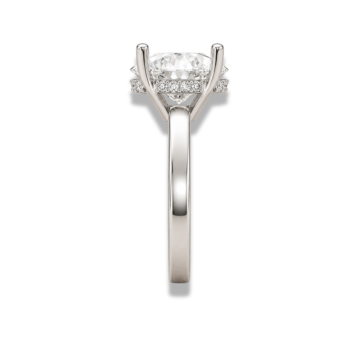Oval Cut Solitaire Lab Grown Diamond And Moissanite Hidden Halo Engagement Ring