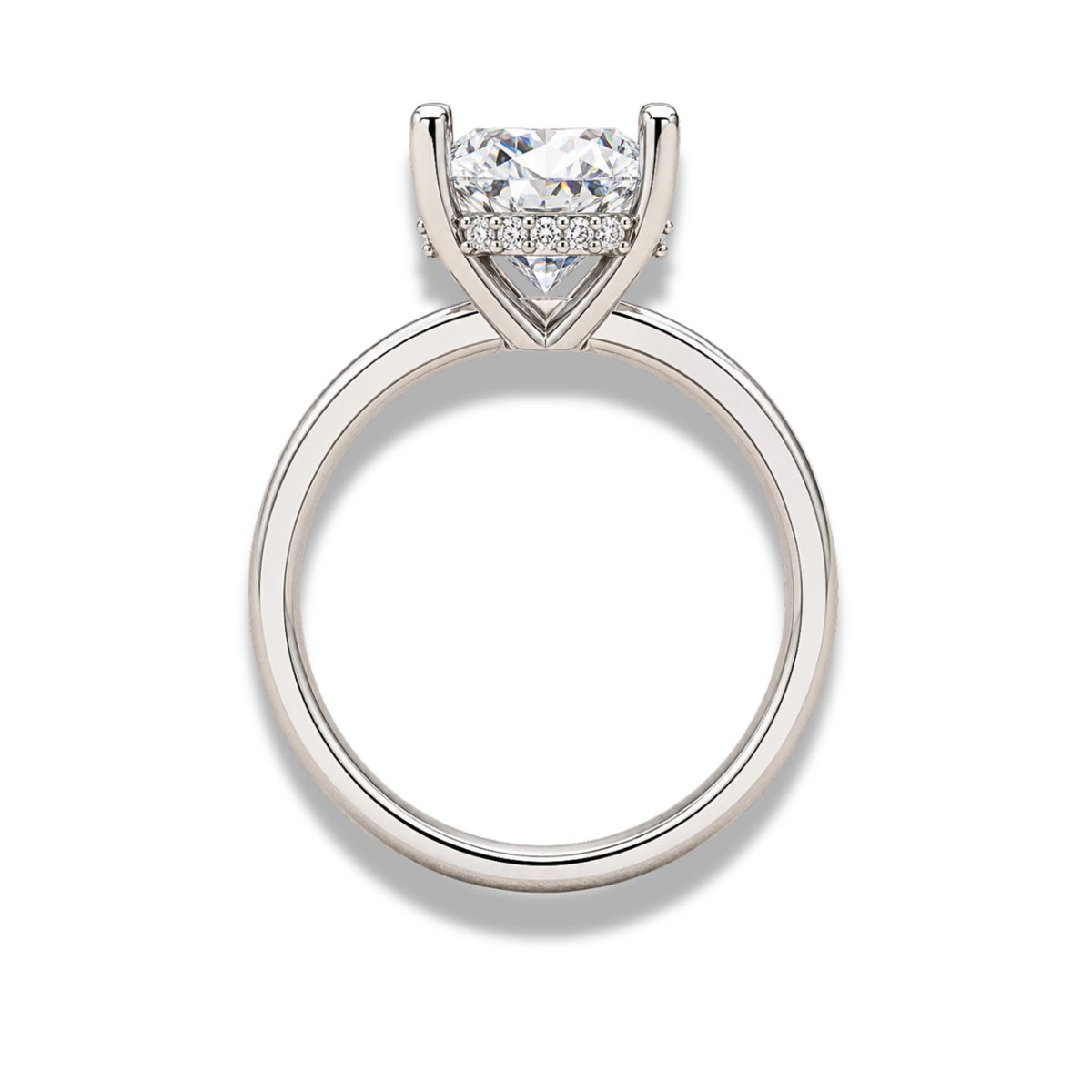 Oval Cut Solitaire Lab Grown Diamond And Moissanite Hidden Halo Engagement Ring