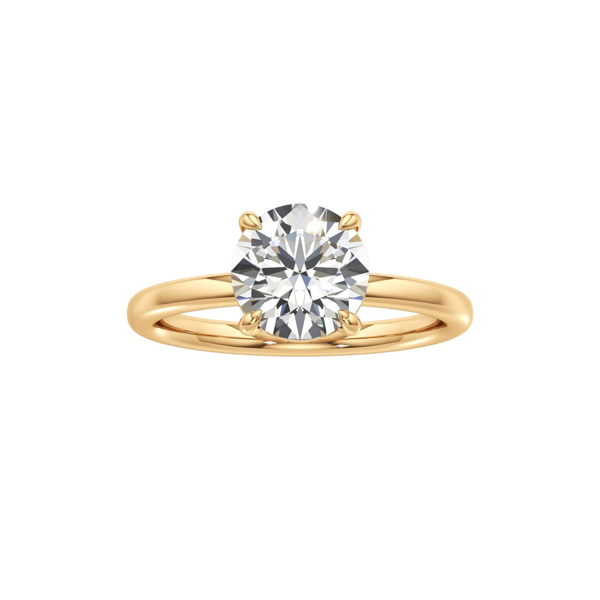Round Cut Solitaire Engagement Ring Lab Grown Diamond And Moissanite