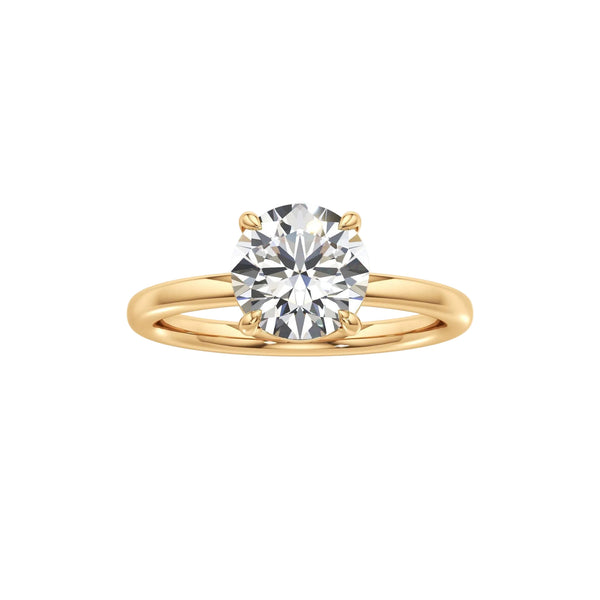 Round Cut Solitaire Engagement Ring Lab Grown Diamond And Moissanite