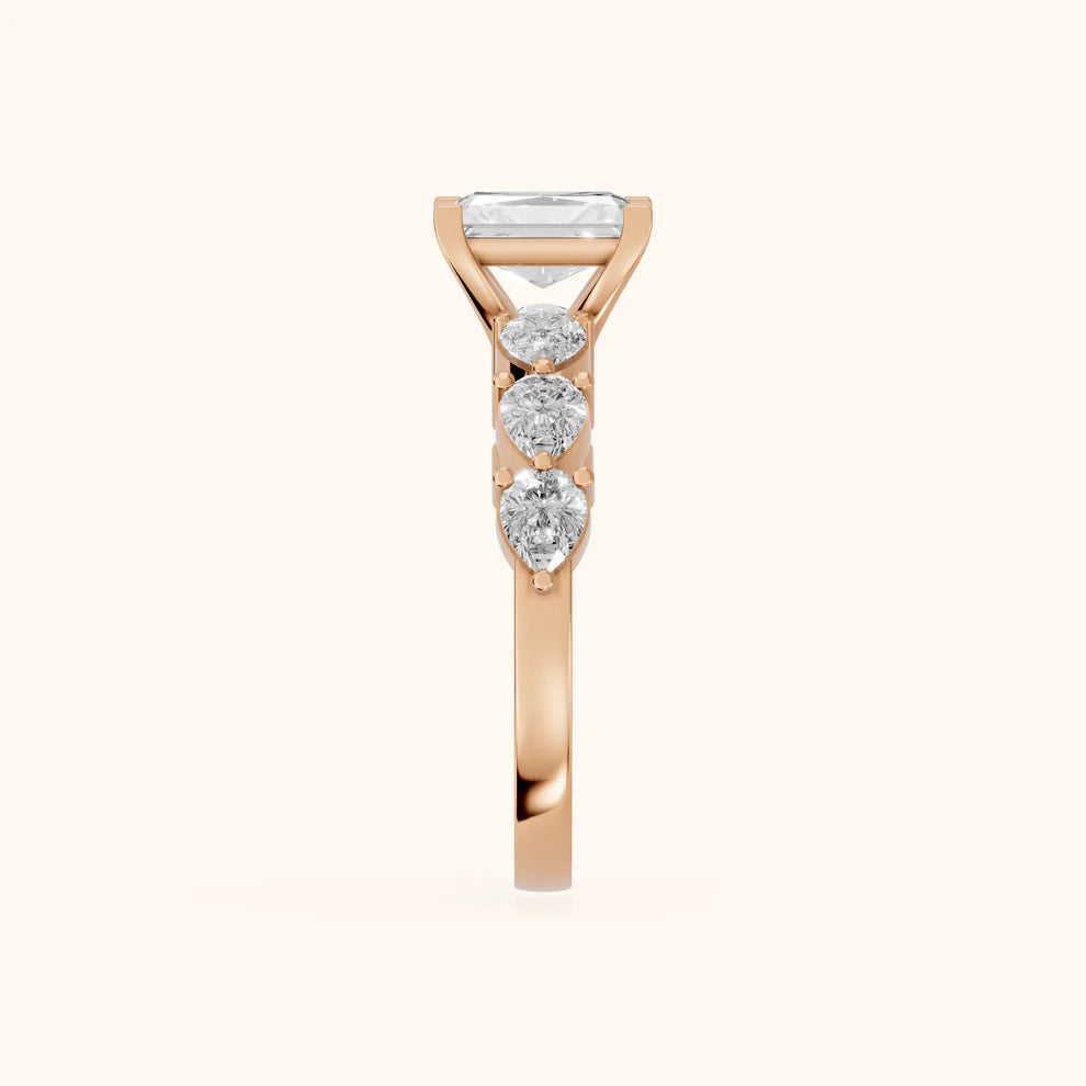 radiant cut lab grown diamond engagement ring in 14k, top view