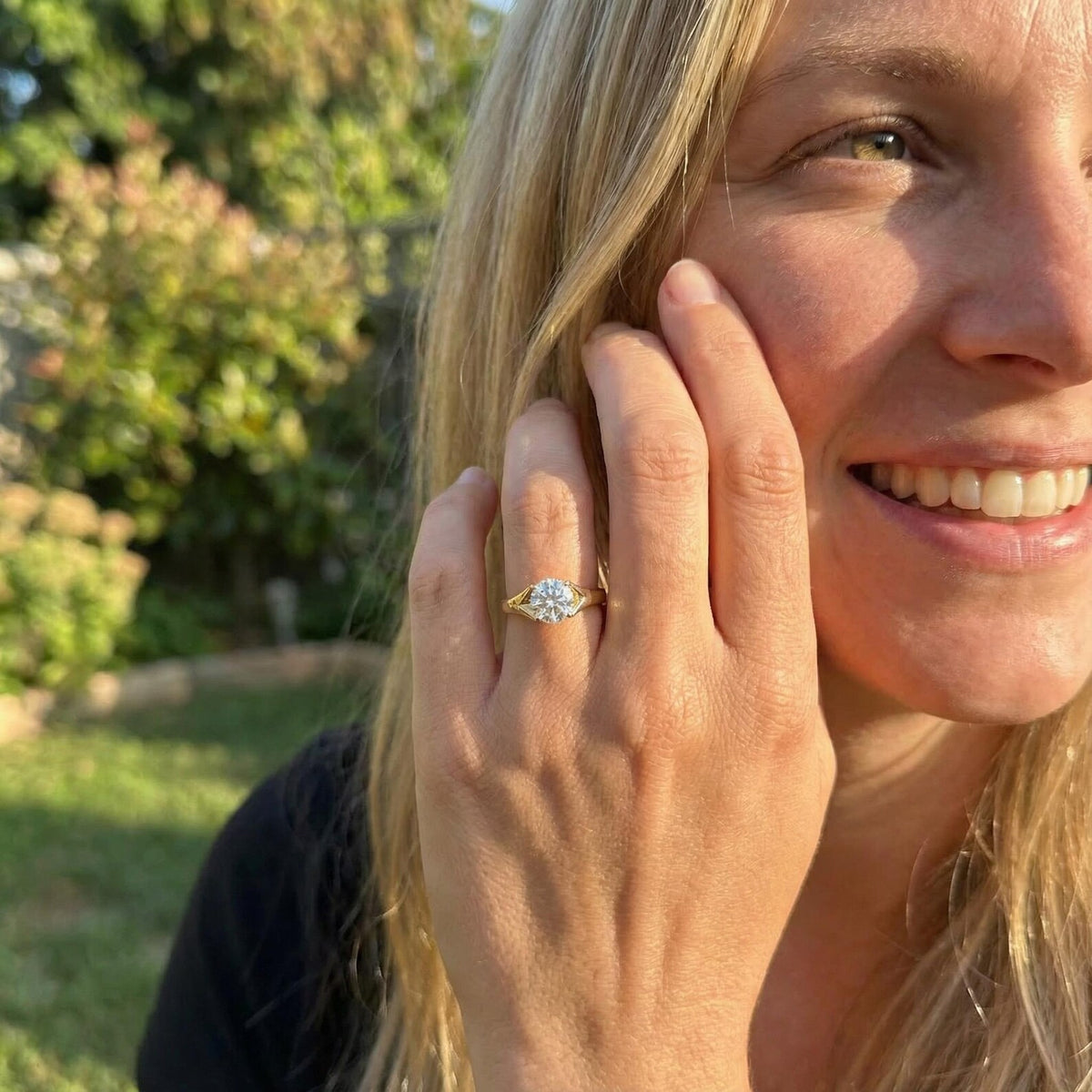 Round Solitaire Engagement Ring Lab Diamond – BypassCriss Cross Setting (Infinity Look)