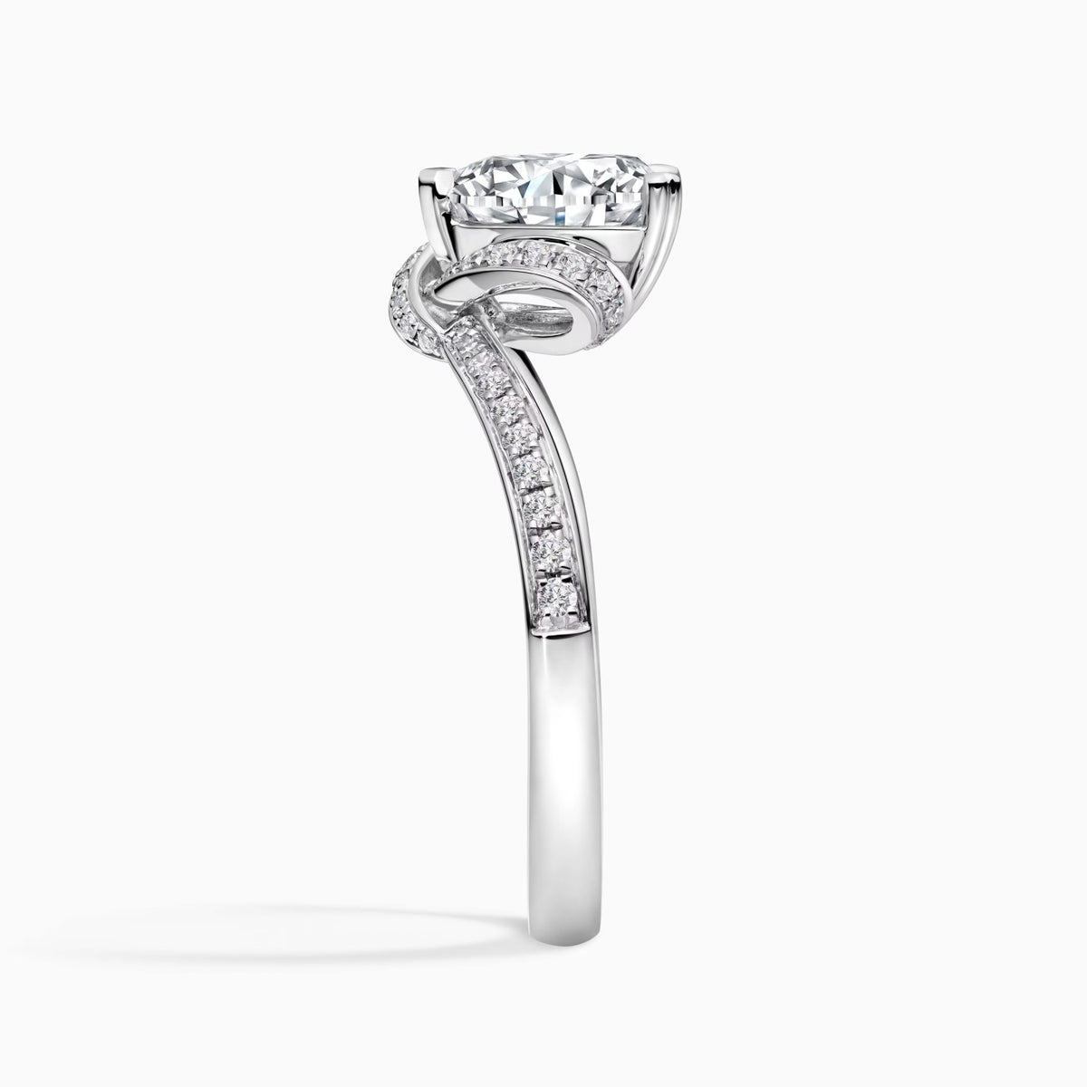 Heart Cut Halo Twist‑Shank Pavé Ring