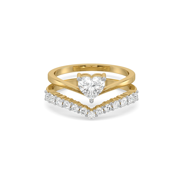 heart lab grown diamond engagement ring in silver, three-quarter view