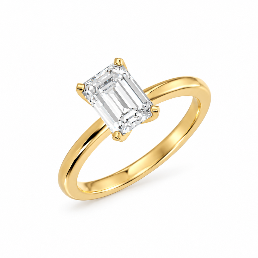 Emerald Cut Solitaire Engagement Ring from LuvCut