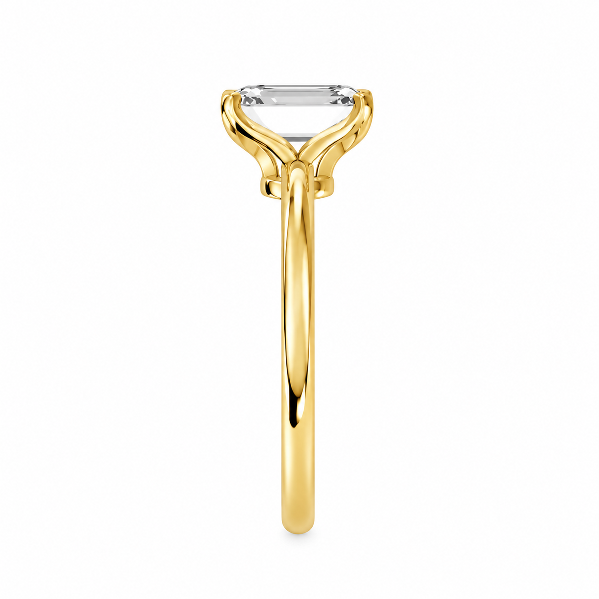 Emerald Cut Solitaire  Lab Grown Diamond And Moissanite Engagement Ring