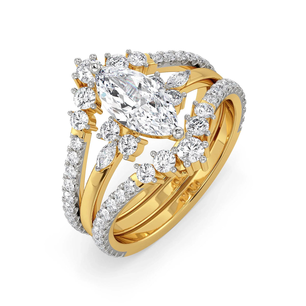 marquise lab grown diamond ring in silver, on-hand