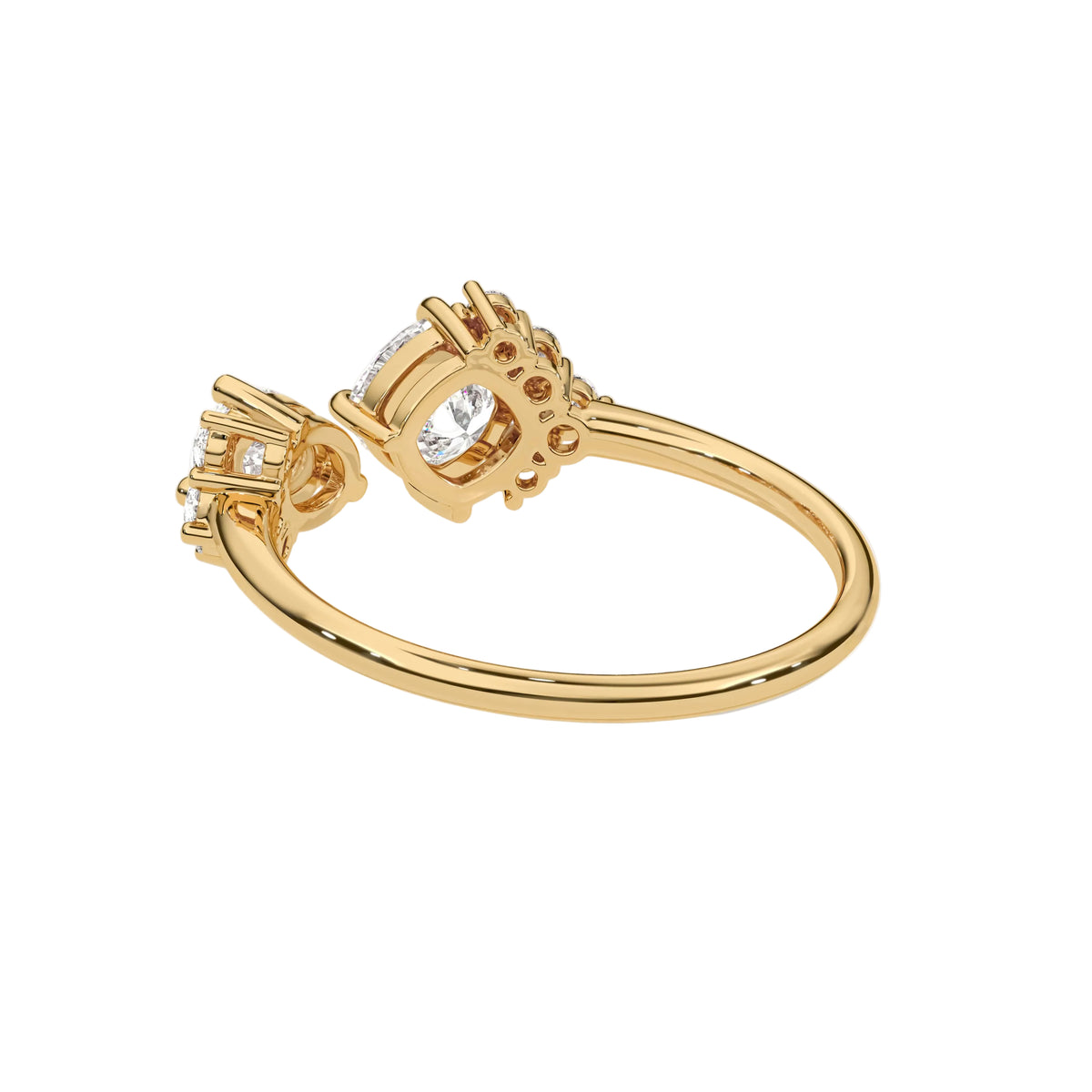 Toi et Moi Oval and Cushion Open Cuff Diamond Engagement Ring