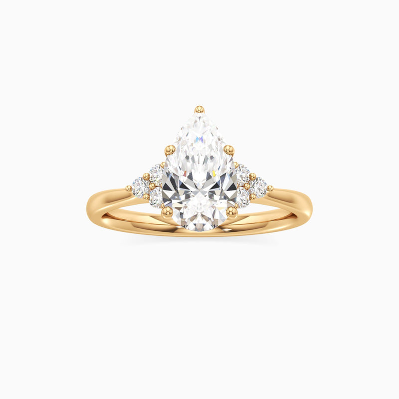 pear lab grown diamond engagement ring in silver, three-quarter view