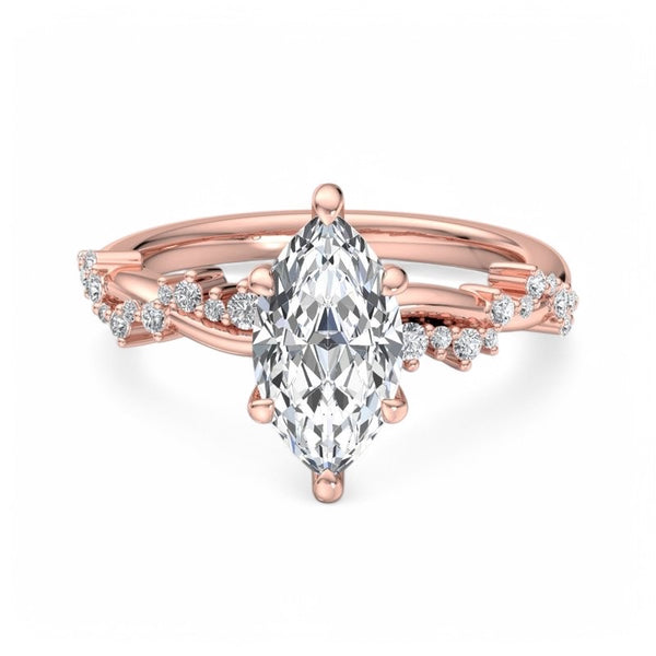 1.65 ct Unique Marquise Cut Lab Grown Diamond Engagement Ring Twisted Band