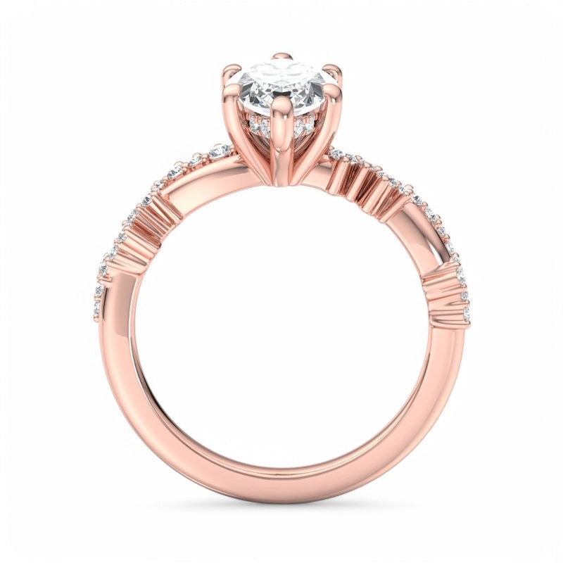 1.65 ct Unique Marquise Cut Lab Grown Diamond Engagement Ring Twisted Band