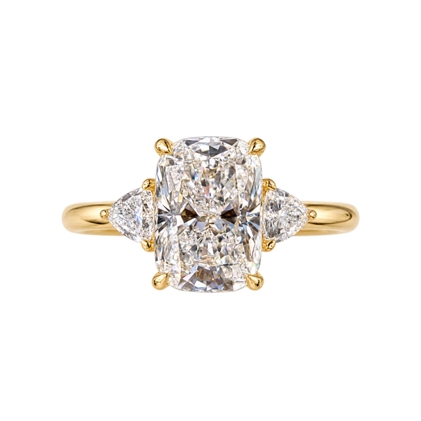 Elongated Radiant Lab Grown Diamond Engagement Ring with Trillion Side  Three Stone