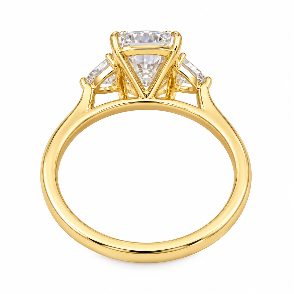 Elongated Radiant Lab Grown Diamond Engagement Ring with Trillion Side  Three Stone