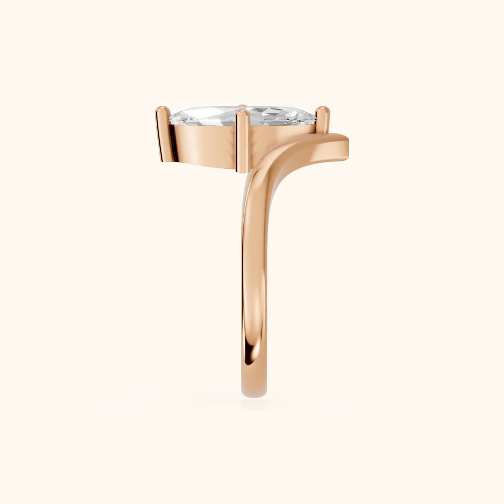 marquise lab grown diamond ring in 10k gold, top view