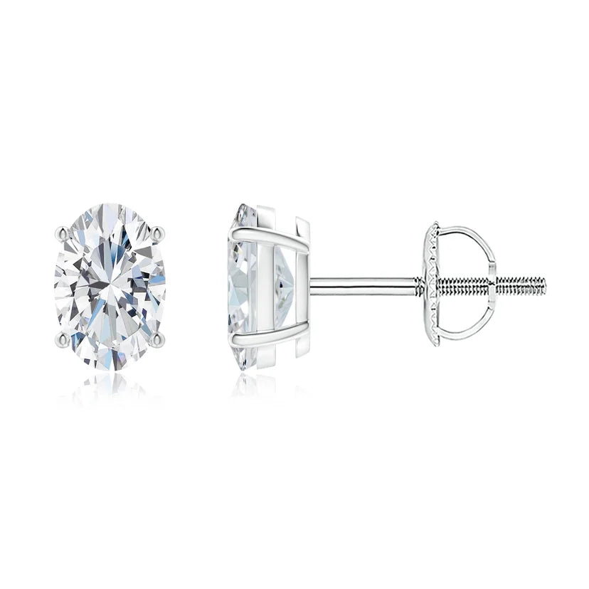 Oval Lab-Grown Diamond Solitaire Stud Earrings