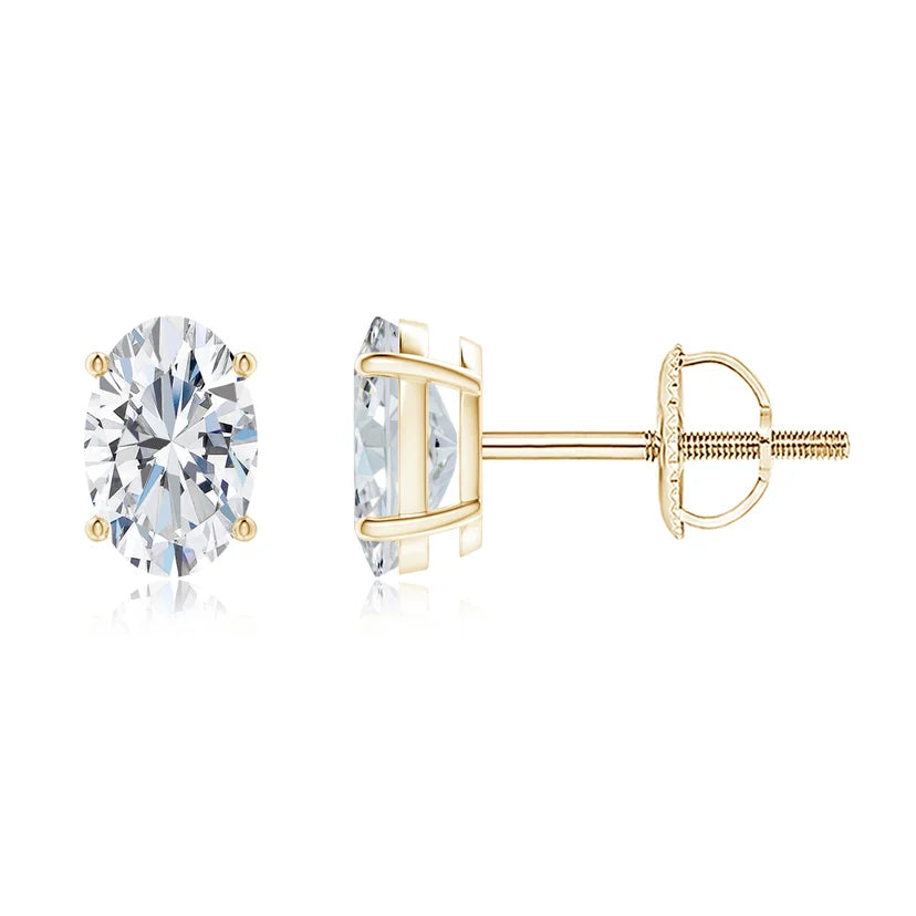 Oval Lab-Grown Diamond Solitaire Stud Earrings
