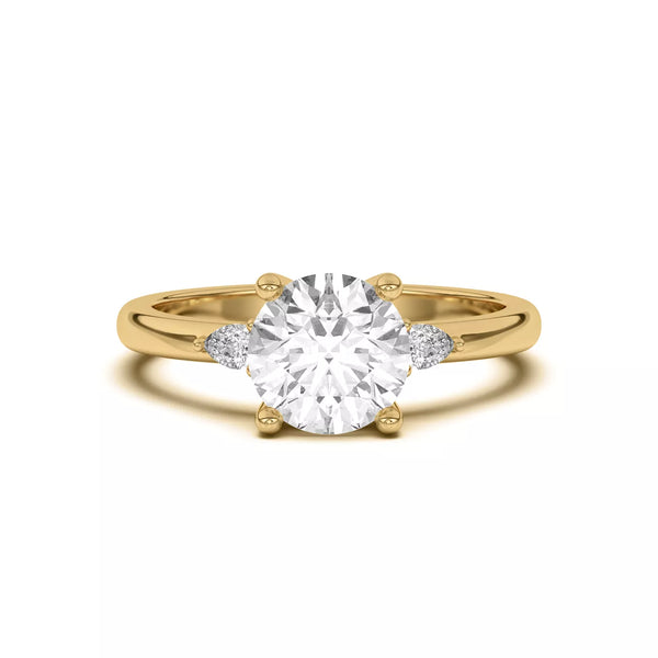 Meredith Accent Round Cut And Pear Cut  Three-Stone Lab-Grown Diamond & Moissanite Engagement Ring