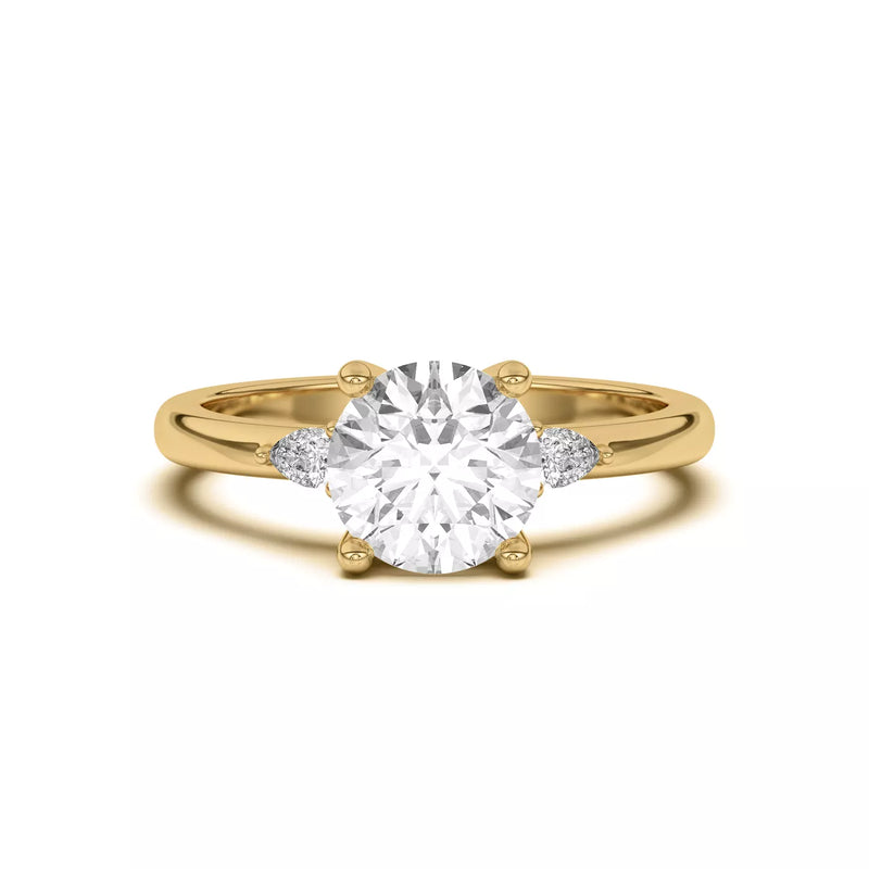 Meredith Accent Round Cut And Pear Cut  Three-Stone Lab-Grown Diamond & Moissanite Engagement Ring