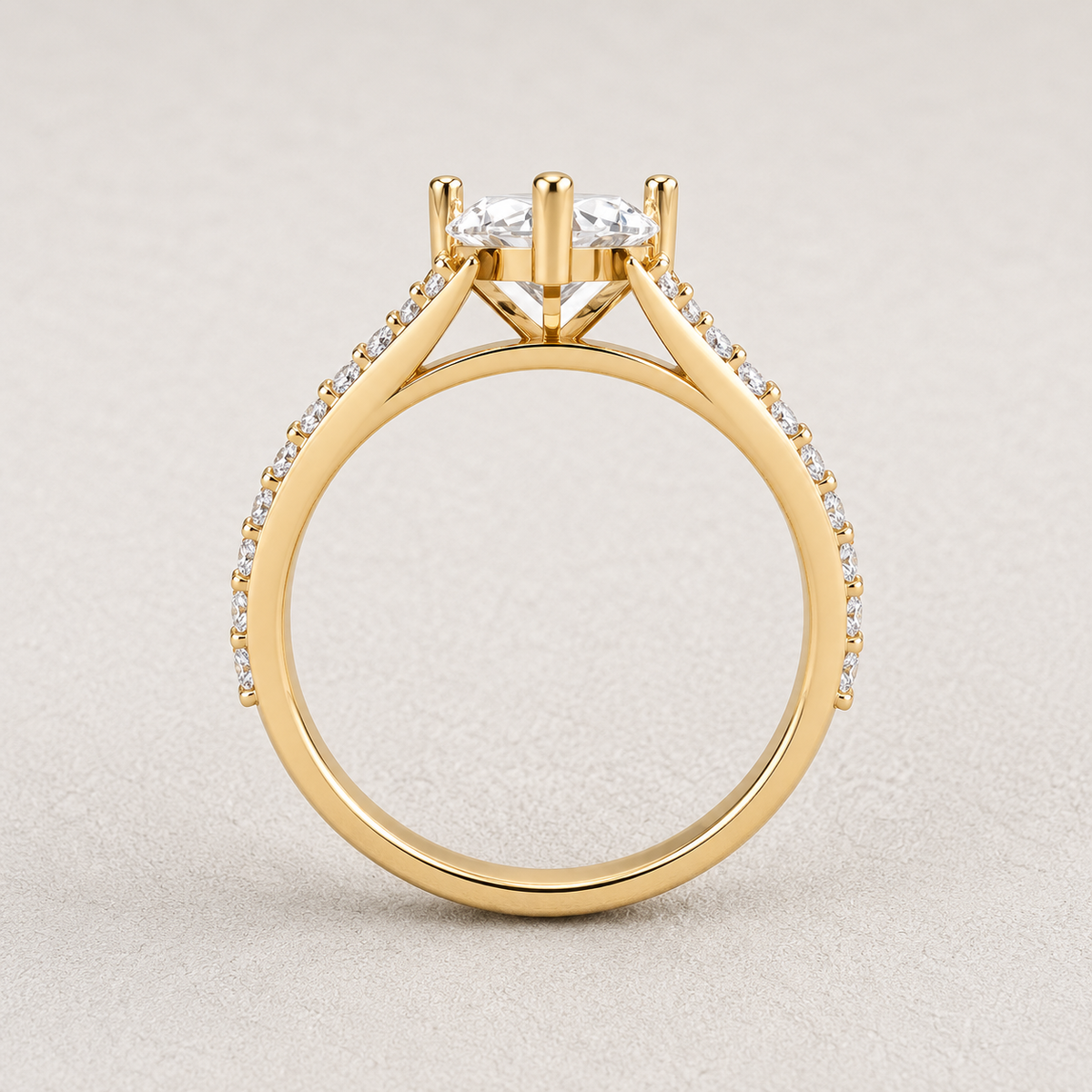 Marquise Cut Lab Grown Diamond & Moissanite Split Shank Pavé Engagement Ring