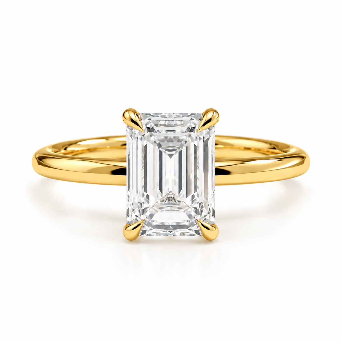 Emerald Cut Lab Grown Diamond & Moissanite Solitaire Engagement Ring – Classic