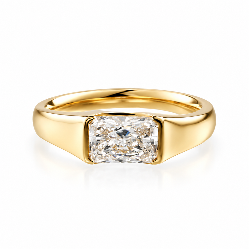 1 ct Long Radiant Cut Lab Grown Diamond & Moissanite Ring