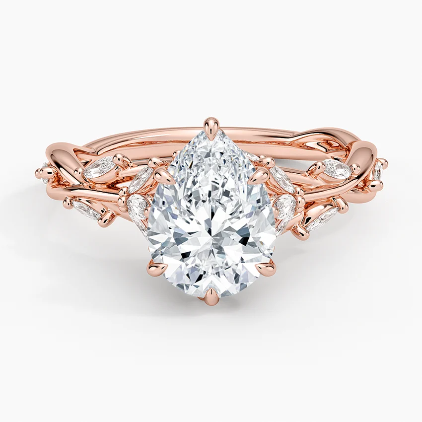 Secret Garden Pear Cut Halo Engagement Ring Lab Grown & Moissanite  Diamond Ring