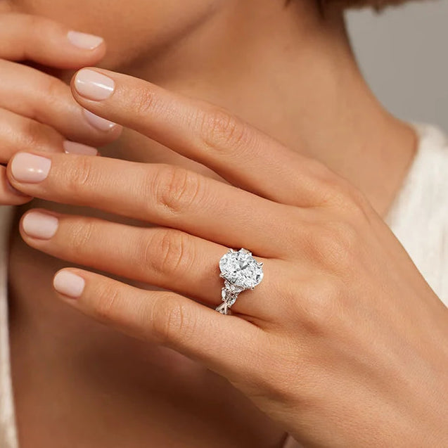Secret Garden Pear Cut Halo Engagement Ring Lab Grown & Moissanite  Diamond Ring