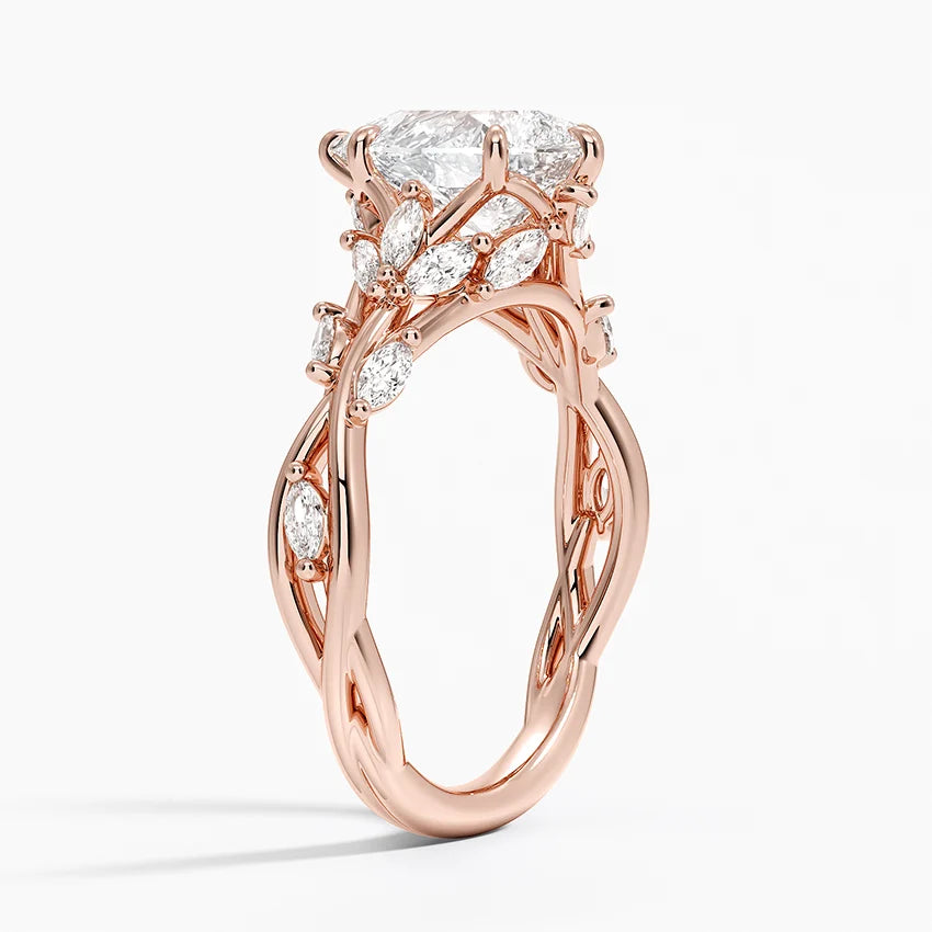 Secret Garden Pear Cut Halo Engagement Ring Lab Grown & Moissanite  Diamond Ring