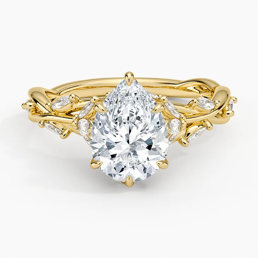 Secret Garden Pear Cut Halo Engagement Ring Lab Grown & Moissanite  Diamond Ring