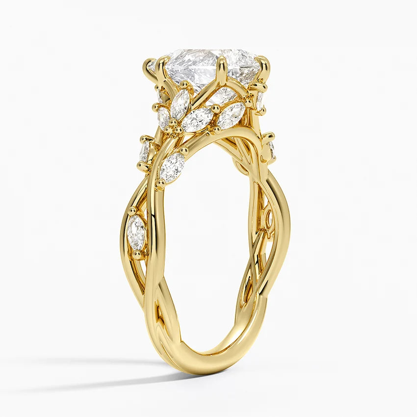 Secret Garden Pear Cut Halo Engagement Ring Lab Grown & Moissanite  Diamond Ring
