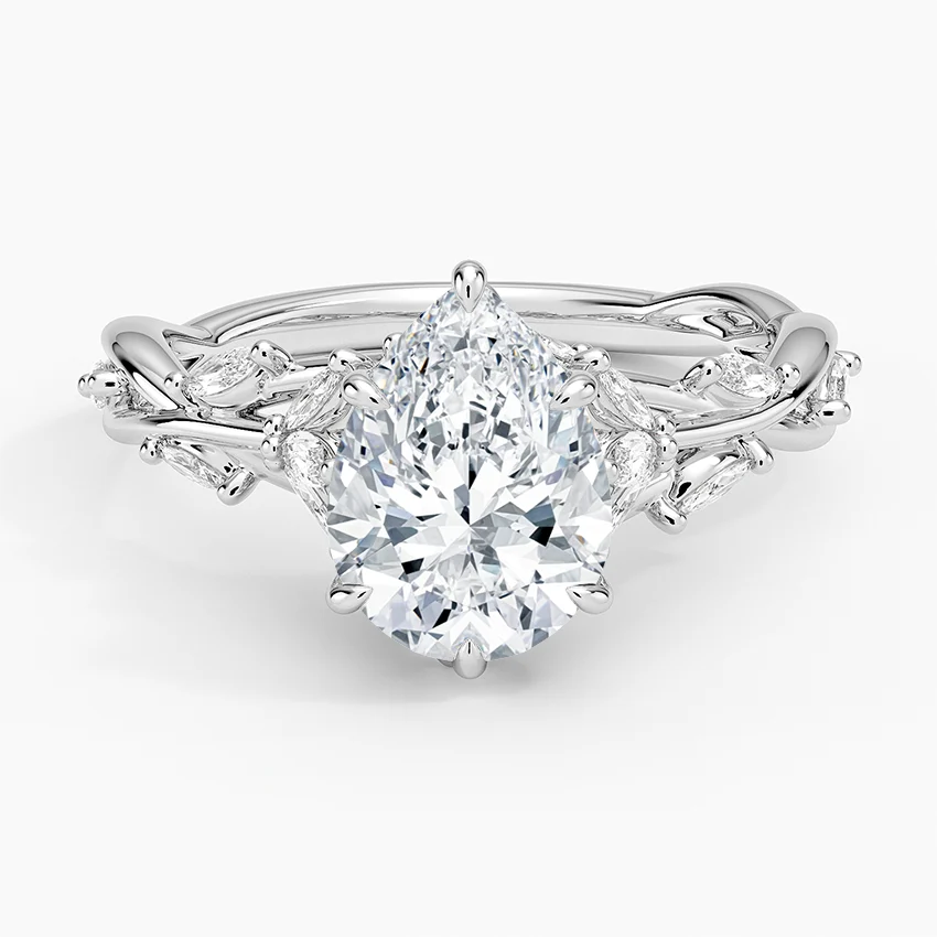 Secret Garden Pear Cut Halo Engagement Ring Lab Grown & Moissanite  Diamond Ring
